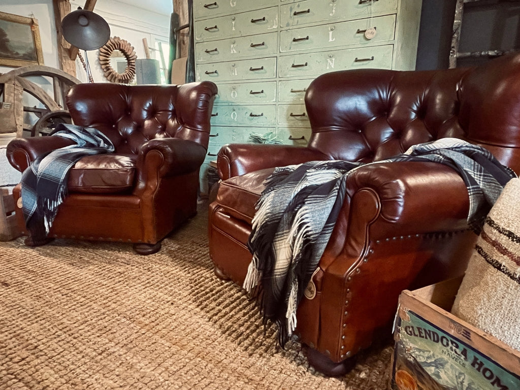 Authentic Vintage Ralph Lauren Home Leather "Writer's Chairs" - Paired Set – Furniture by The Olde 1840