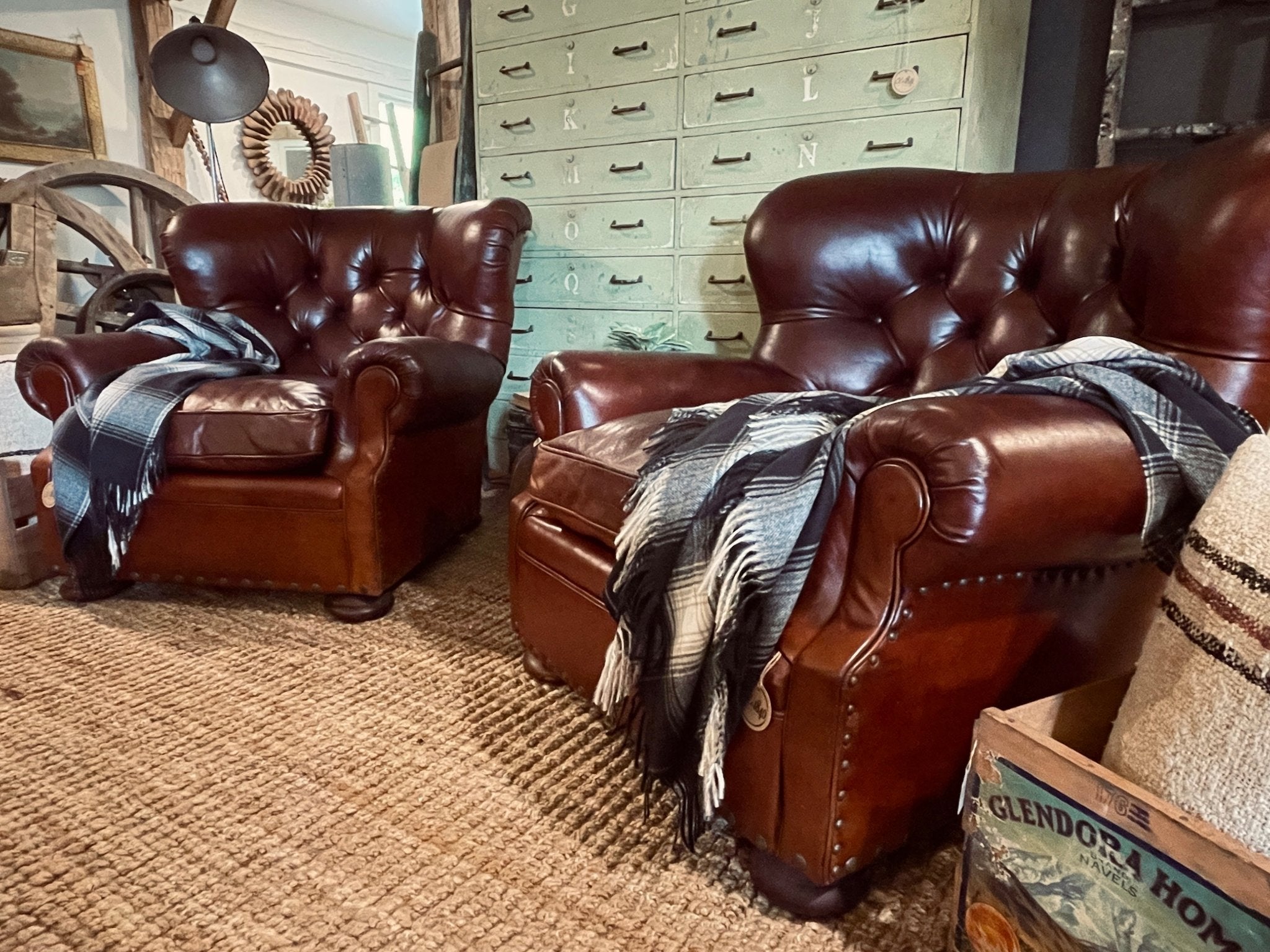 Authentic Vintage Ralph Lauren Home Leather "Writer's Chairs" - Paired Set – Furniture by The Olde 1840