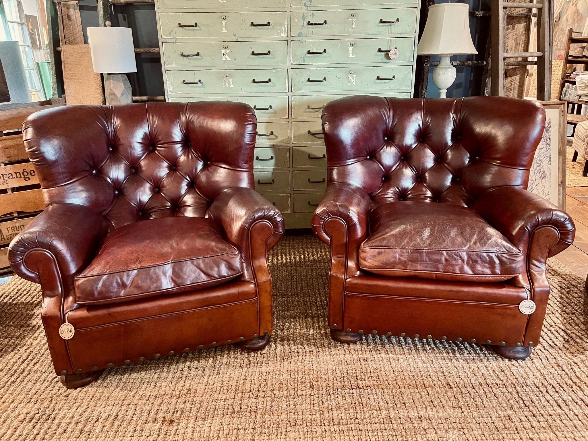 Authentic Vintage Ralph Lauren Home Leather "Writer's Chairs" - Paired Set – Furniture by The Olde 1840