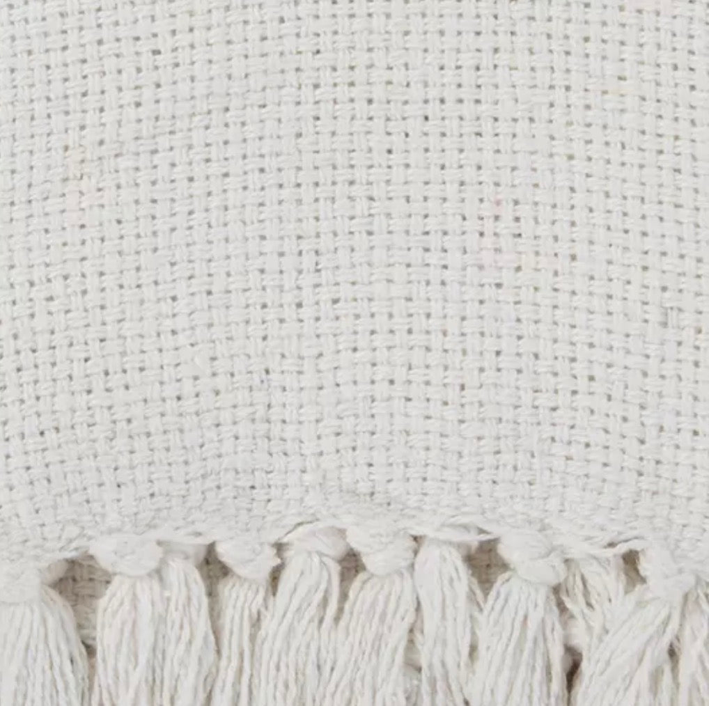 Beige & White Woven Throw Blanket – Blankets by The Olde 1840