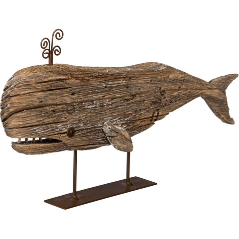Large Wooden Whale Sitter