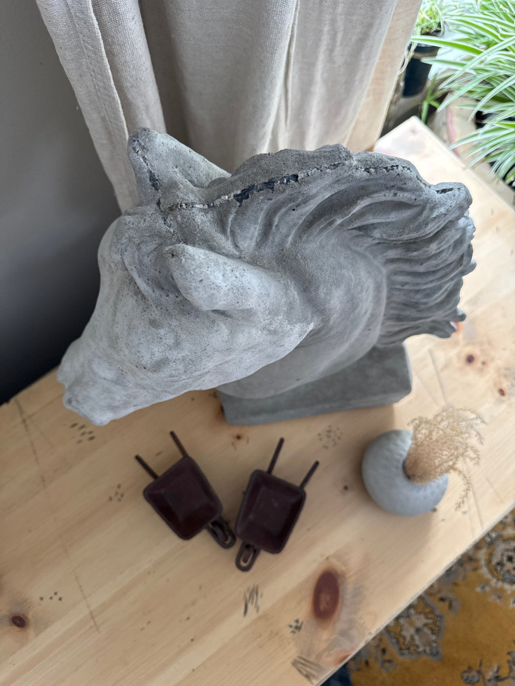 Concrete Horse Head Sculpture 17” – Decor by The Olde 1840