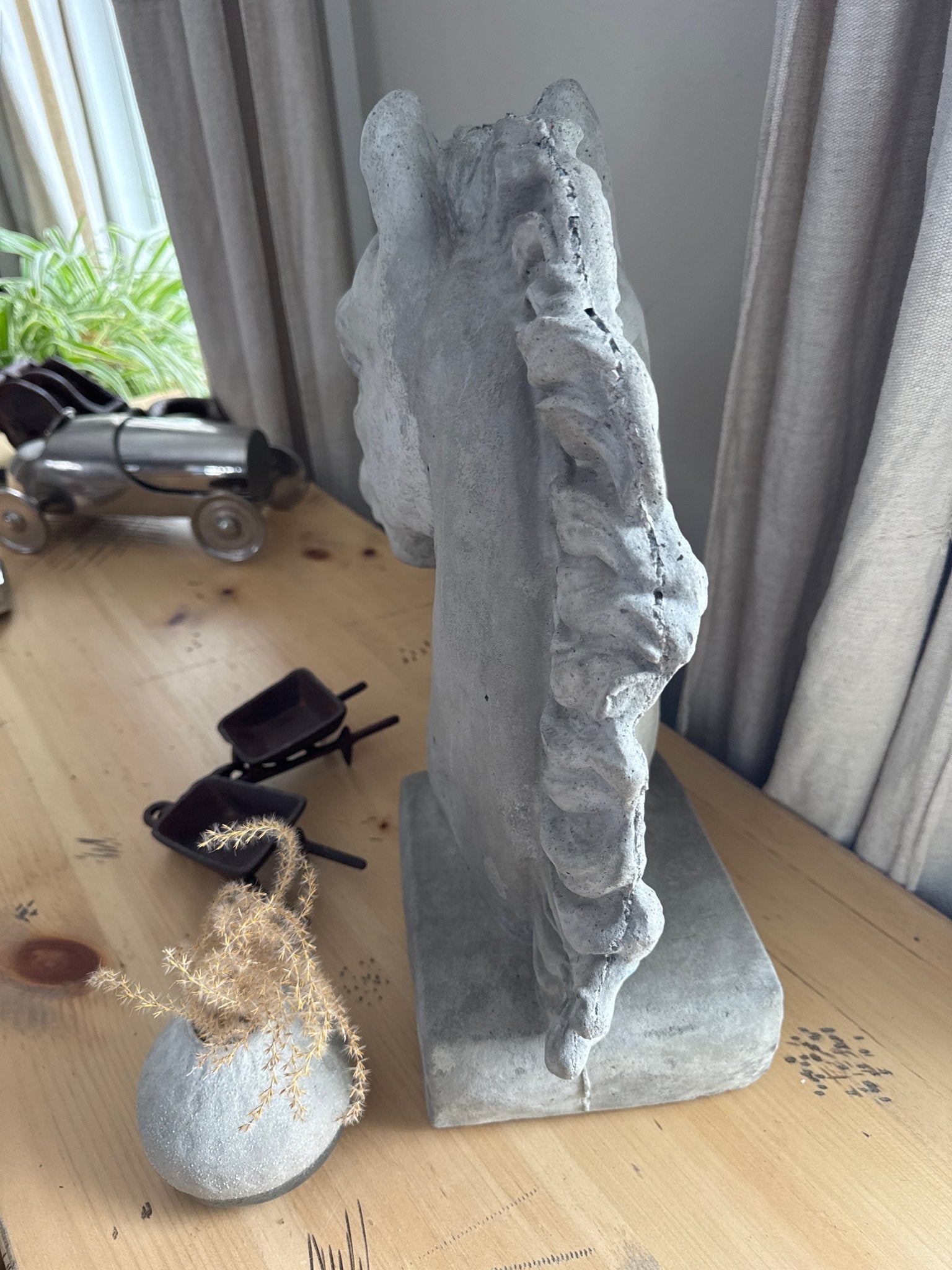 Concrete Horse Head Sculpture 17” – Decor by The Olde 1840