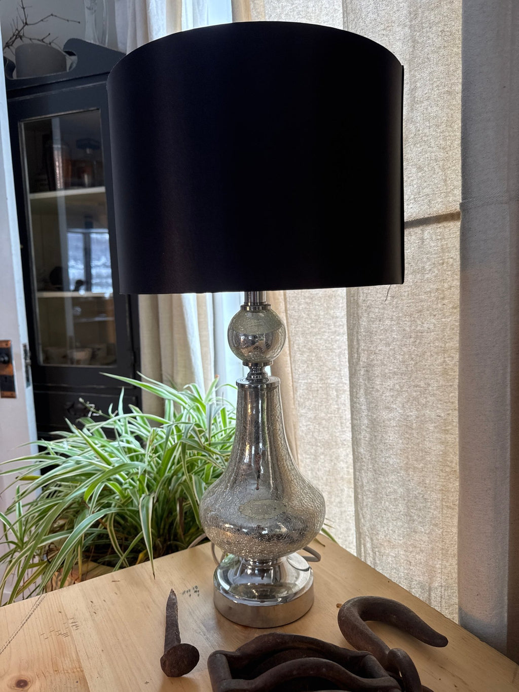 Crackled Glass Lamp & Shade – Lamps by The Olde 1840