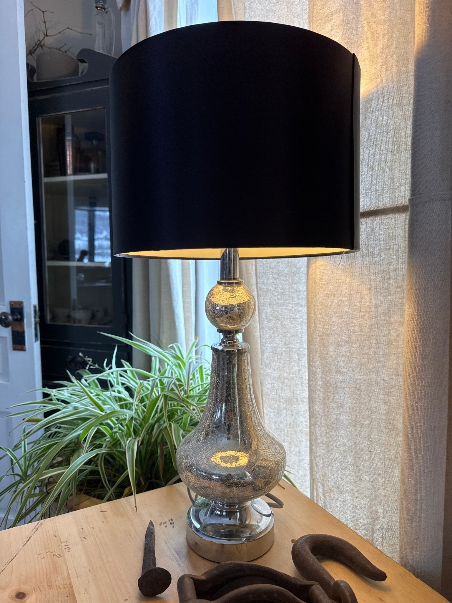 Crackled Glass Lamp & Shade – Lamps by The Olde 1840