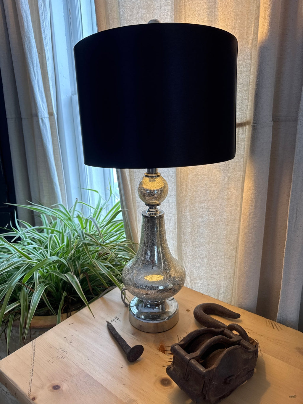 Crackled Glass Lamp & Shade – Lamps by The Olde 1840
