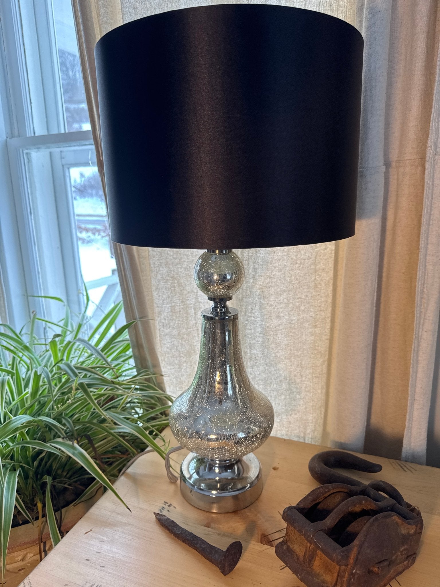 Crackled Glass Lamp & Shade – Lamps by The Olde 1840