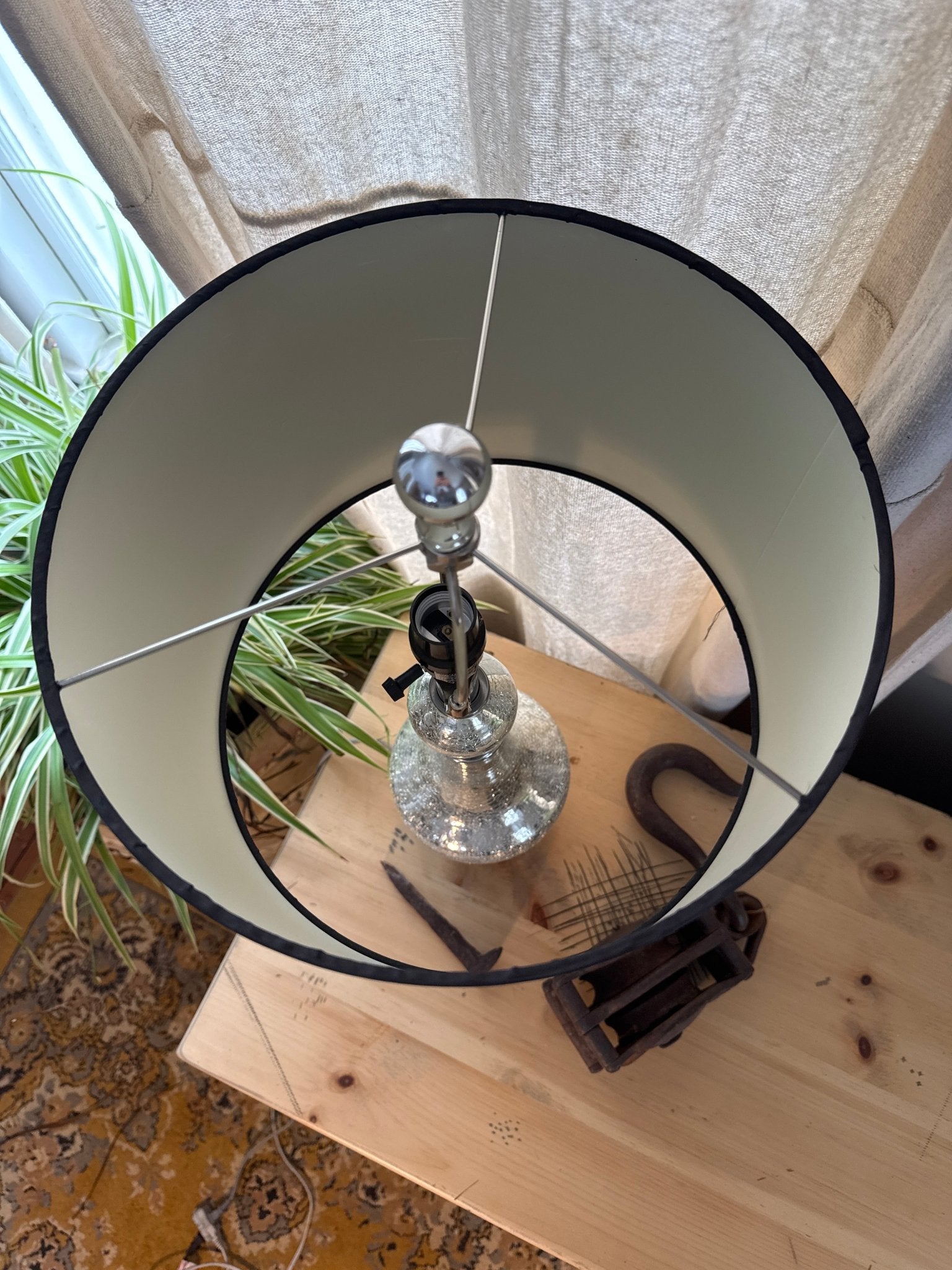 Crackled Glass Lamp & Shade – Lamps by The Olde 1840