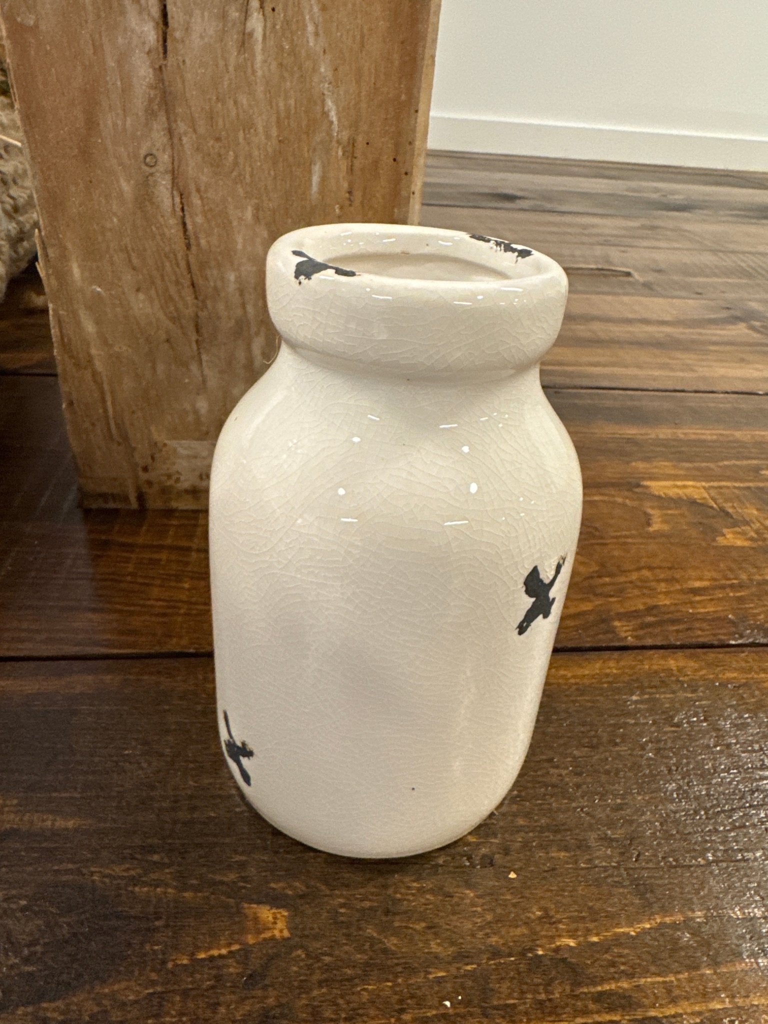Crackled Milk Bottle Vase – by The Olde 1840