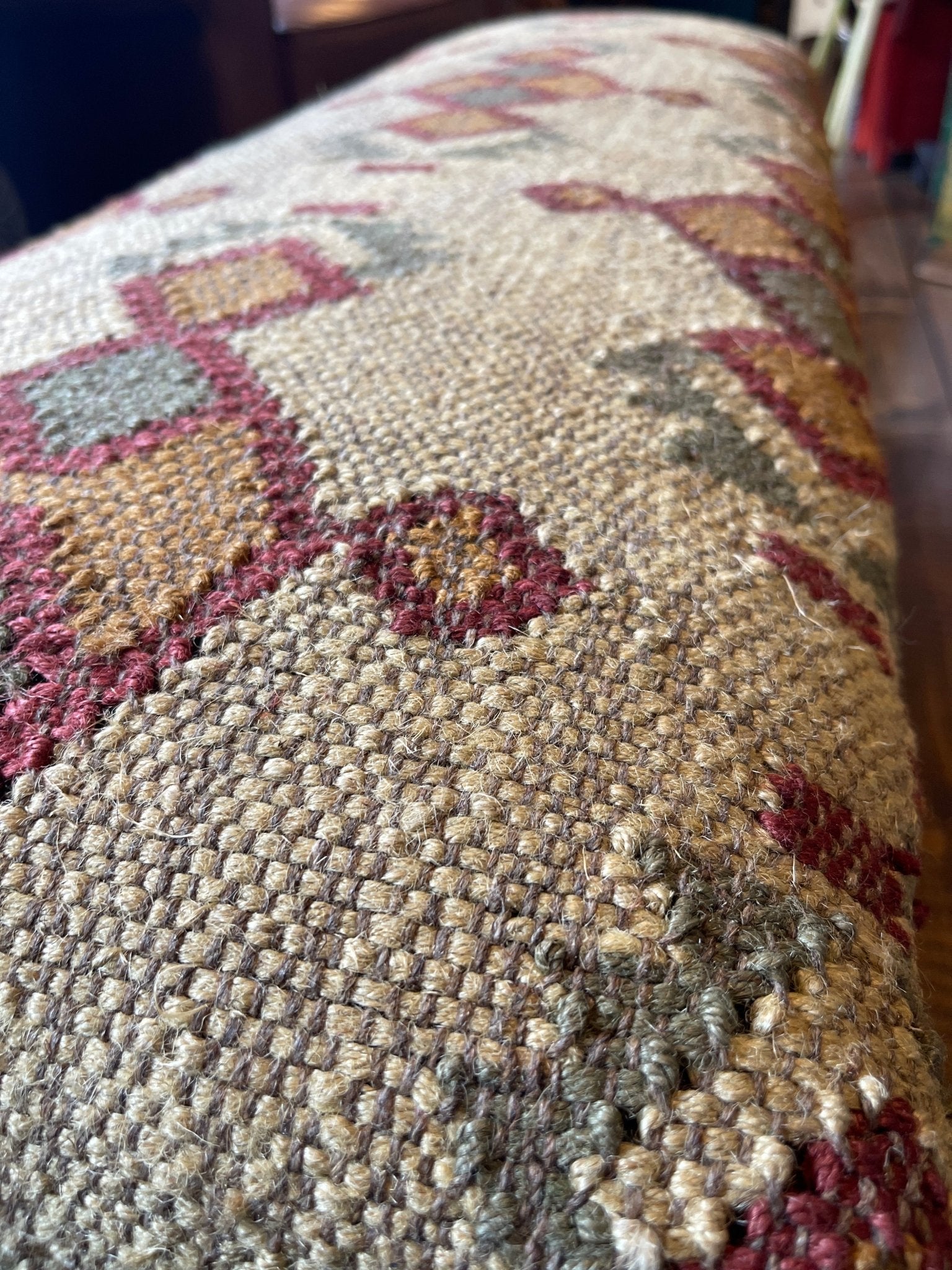 Cream Diamond Kilim Upholstered Bench | Southwestern Accent Seating – Benches by The Olde 1840