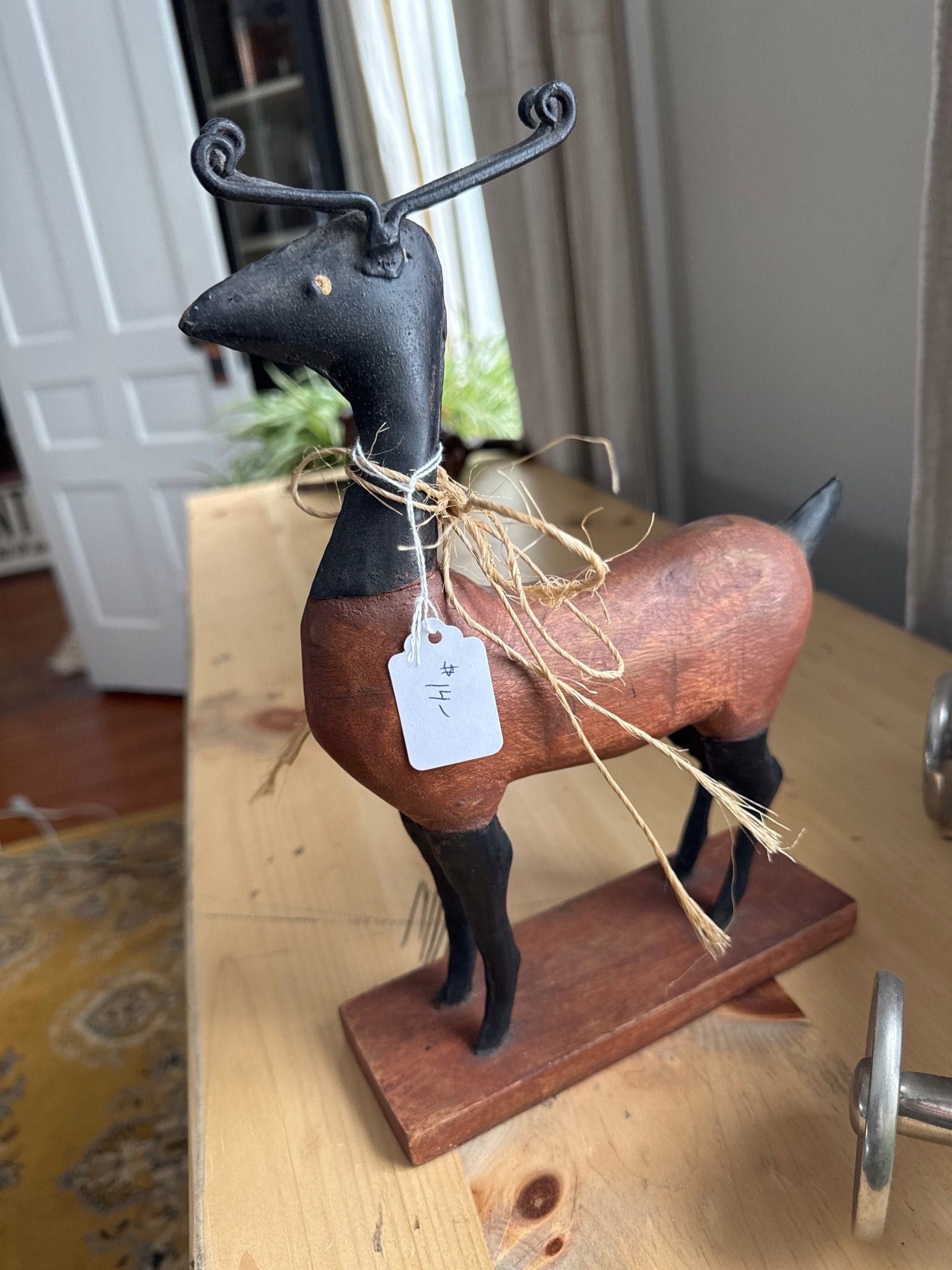 Deer or Elk Folk Art Wood Sculpture 12” – Decor by The Olde 1840