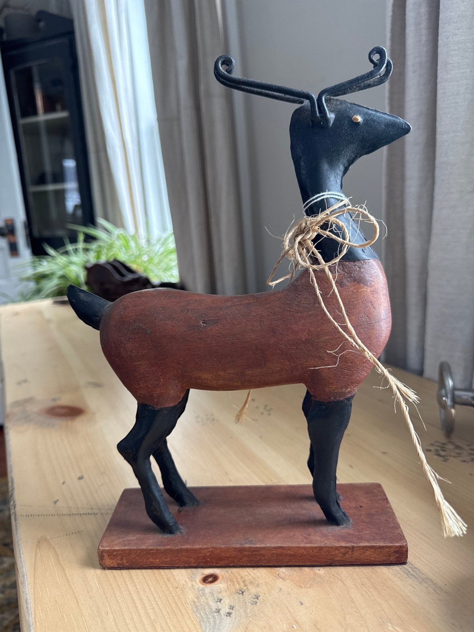 Deer or Elk Folk Art Wood Sculpture 12” – Decor by The Olde 1840