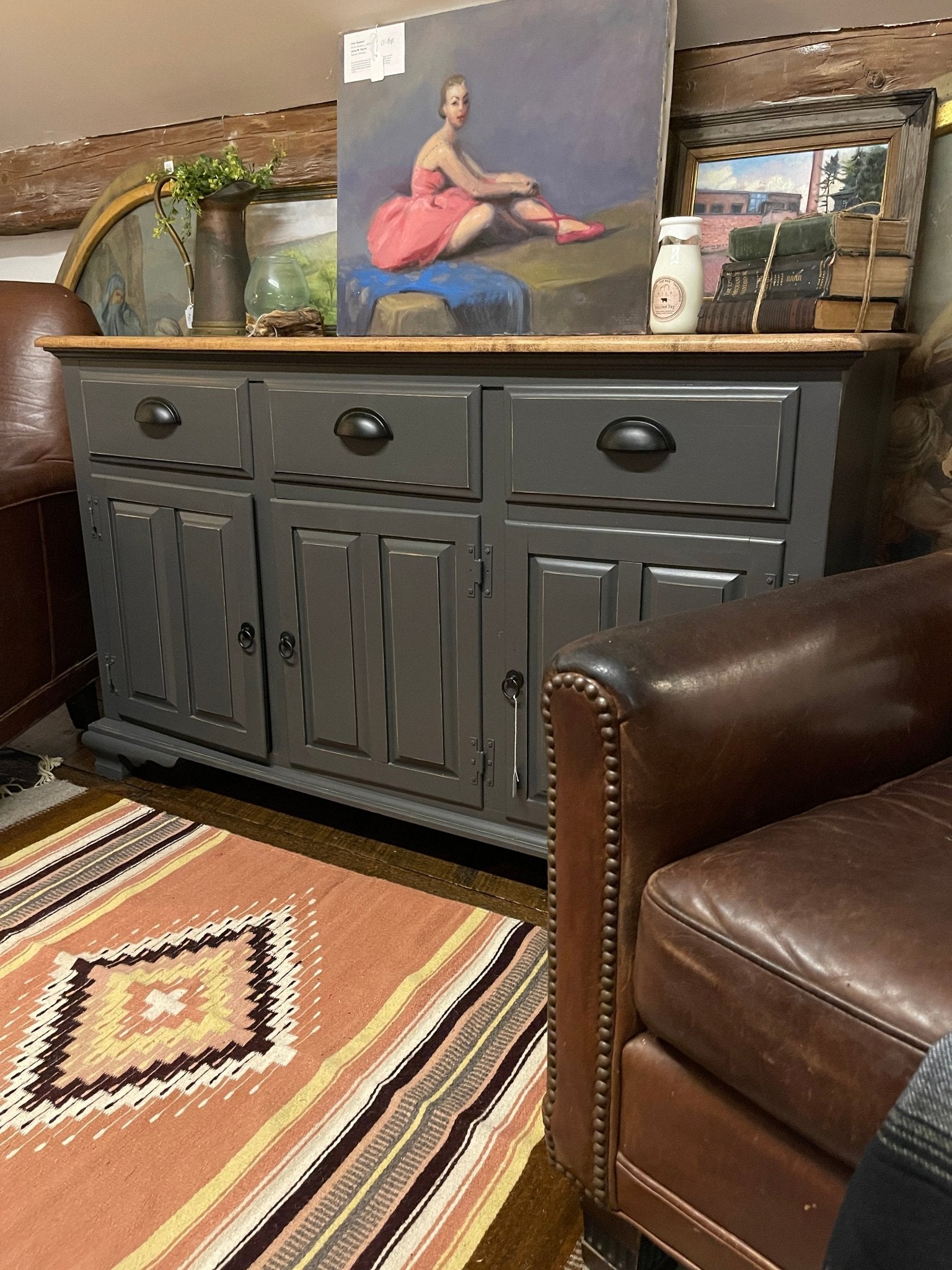 Distressed Farmhouse Buffet | Gray Charcoal Sideboard Credenza | Scorched Ash – Furniture by The Olde 1840