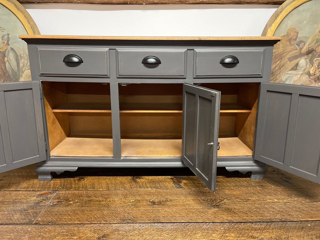 Distressed Farmhouse Buffet | Gray Charcoal Sideboard Credenza | Scorched Ash – Furniture by The Olde 1840