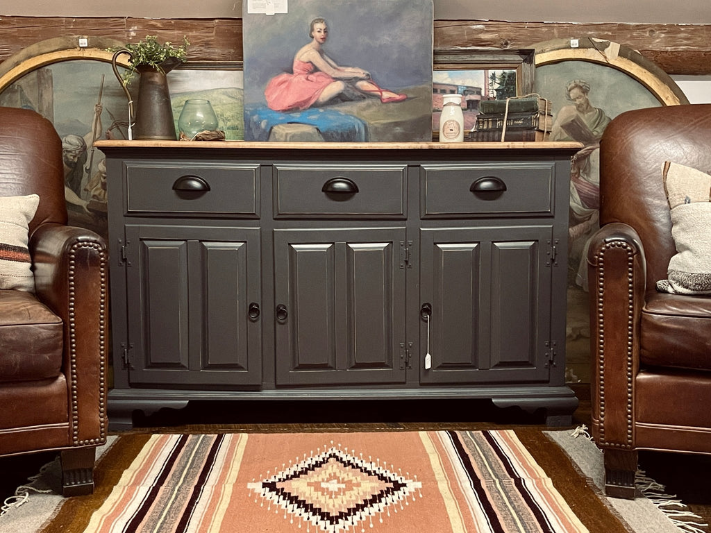 Distressed Farmhouse Buffet | Gray Charcoal Sideboard Credenza | Scorched Ash – Furniture by The Olde 1840