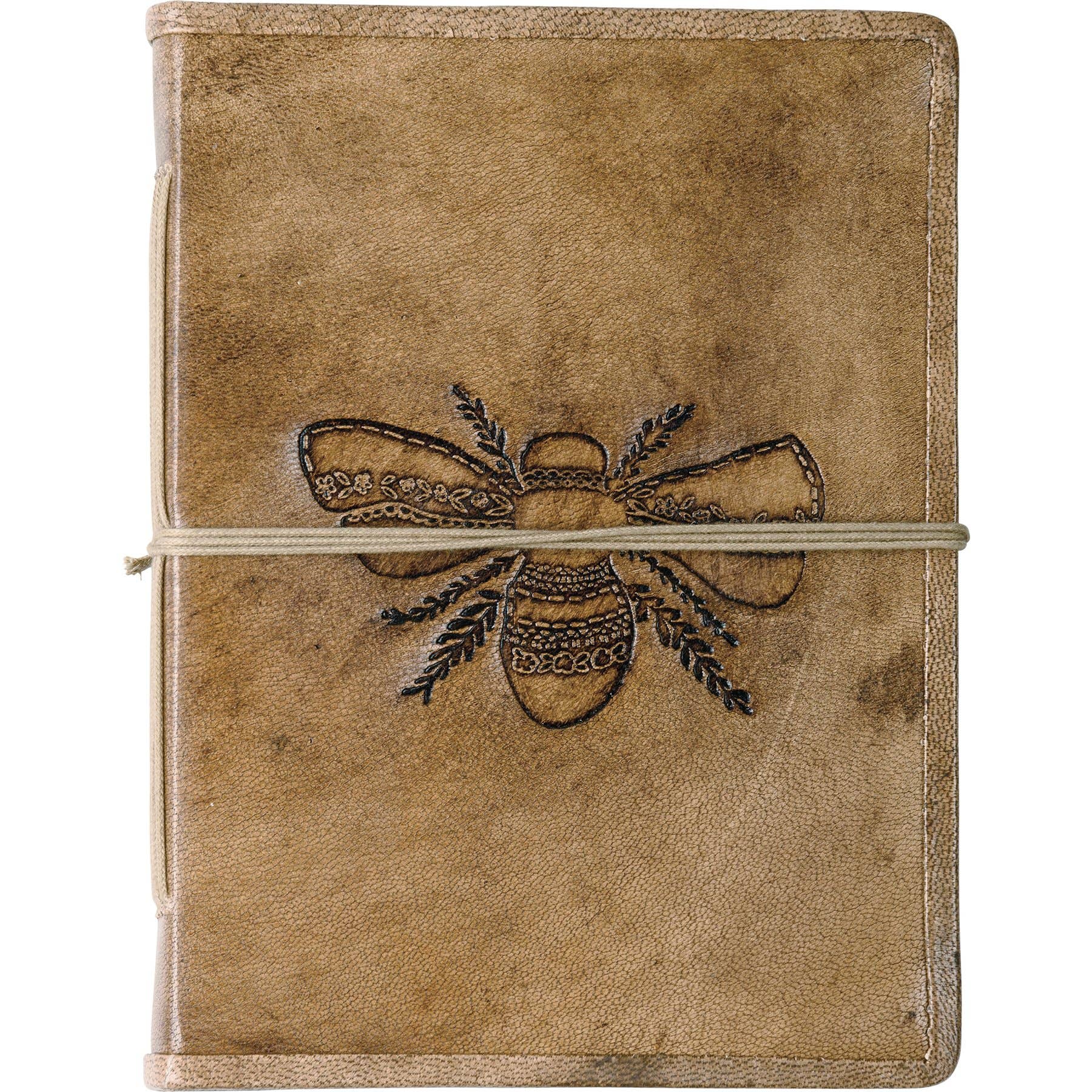 Debossed bee leather journal with unlined pages | The Olde 1840