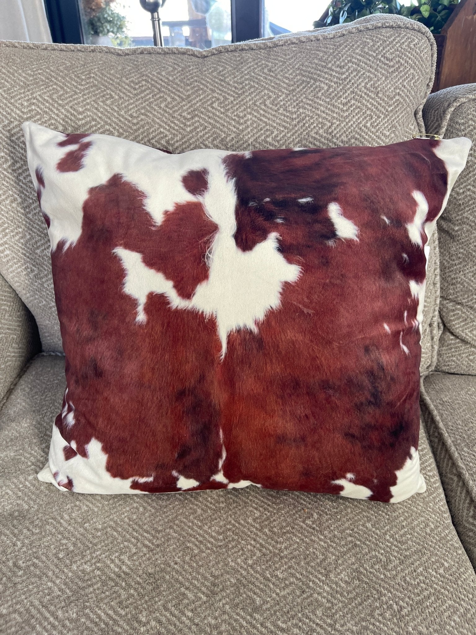 Faux Cow Hide Pillow 17 x 17 – by The Olde 1840