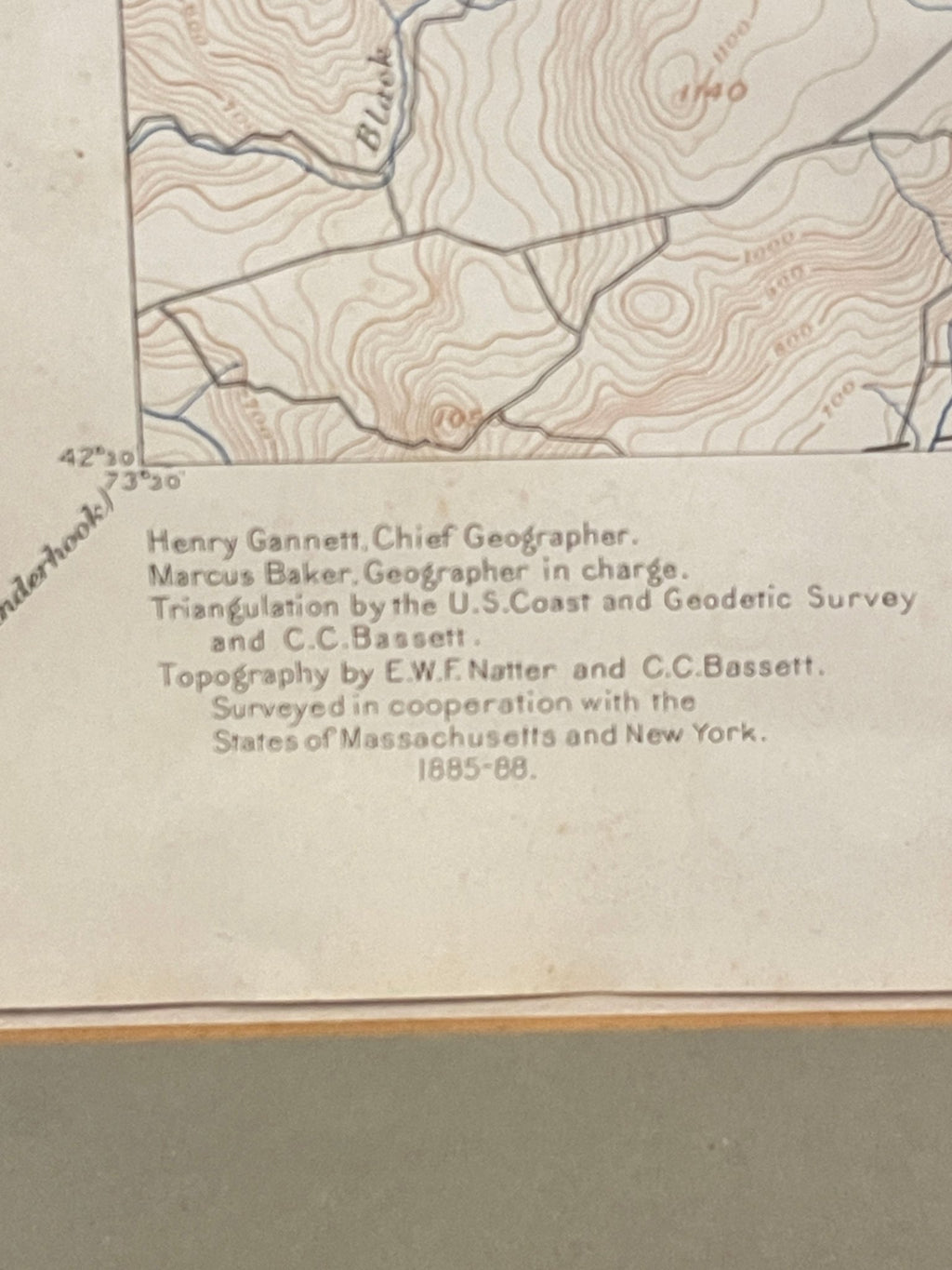 Framed Vintage 1963 USGS Topographic Map of Berlin NY Mass Vt - Stephentown & Poestenkill – Artwork by The Olde 1840