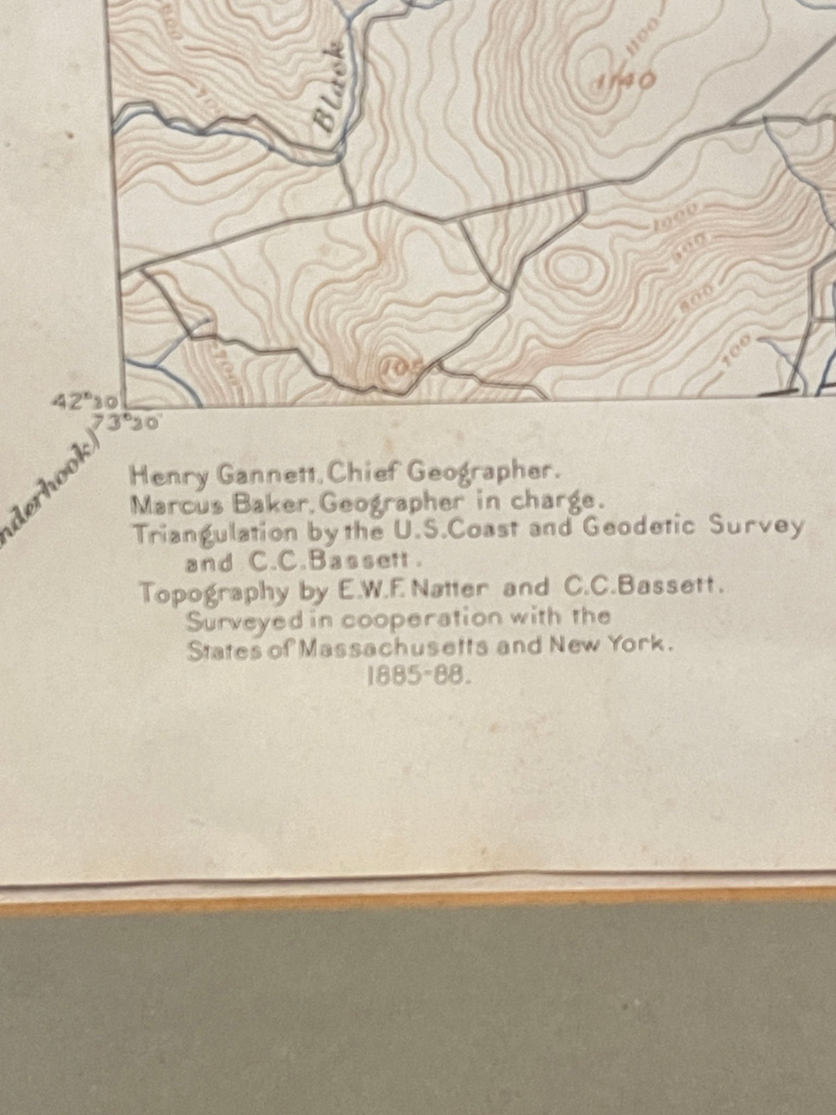 Framed Vintage 1963 USGS Topographic Map of Berlin NY Mass Vt - Stephentown & Poestenkill – Artwork by The Olde 1840