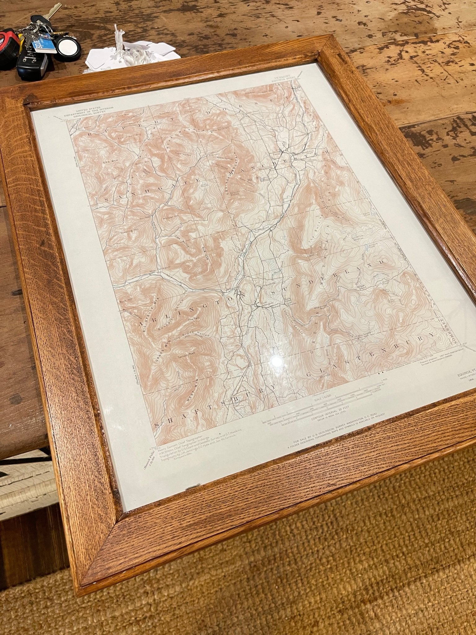 Framed Vintage 1968 USGS Topographic Map of Equinox VT 20x24 - Glastenbury & Arlington – Artwork by The Olde 1840