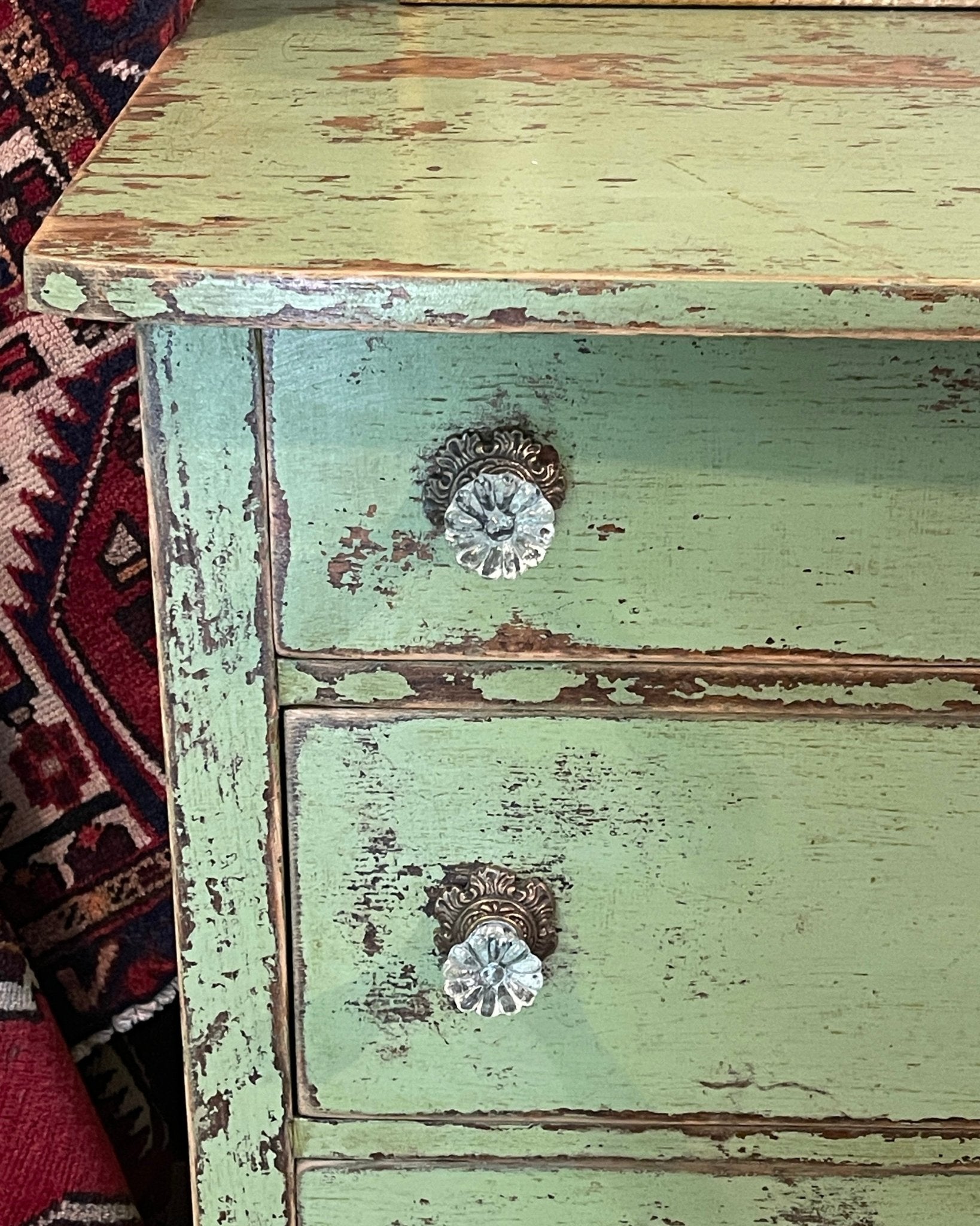 Green Farmhouse Dresser with Glass Knobs – Furniture by The Olde 1840