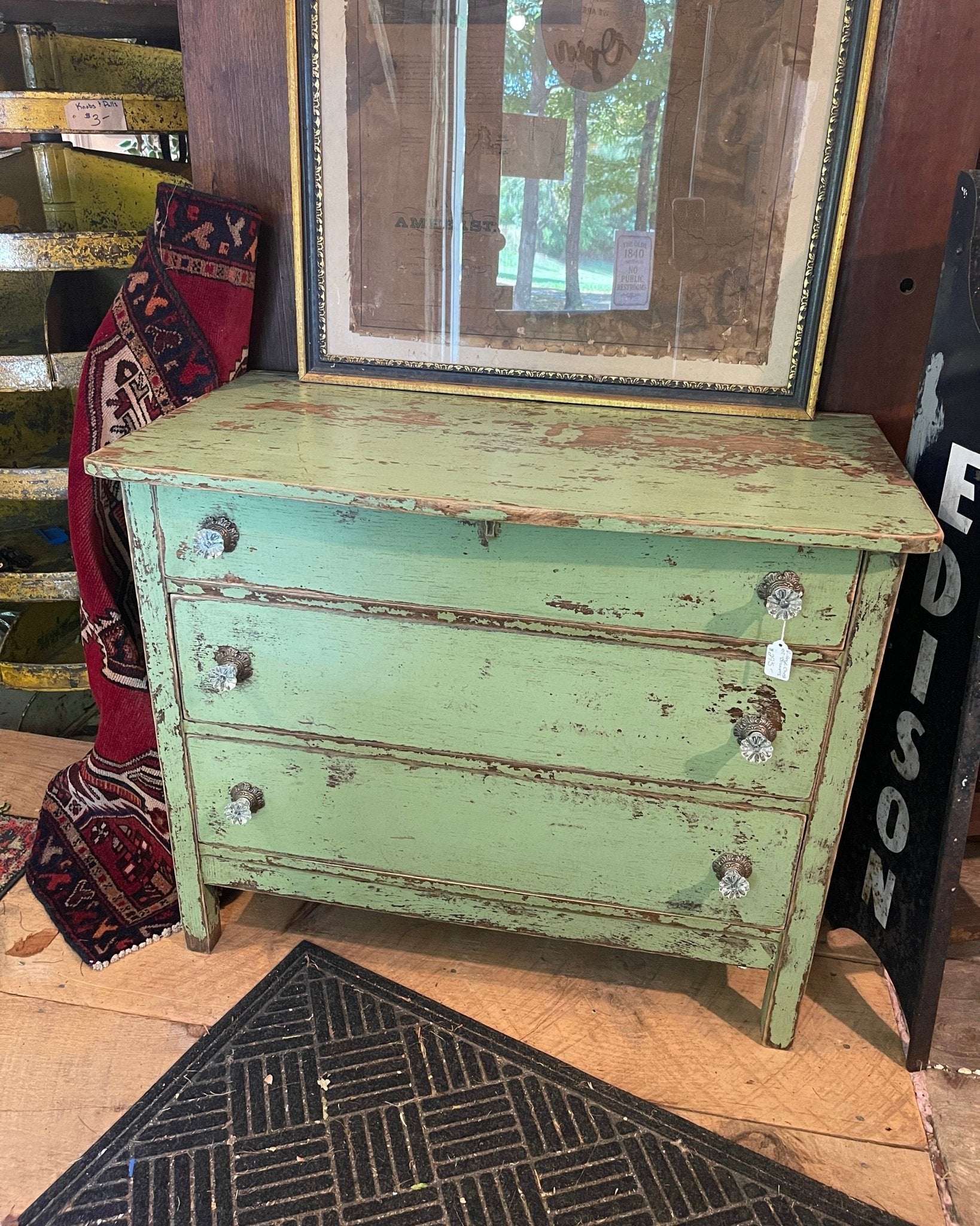 Green Farmhouse Dresser with Glass Knobs – Furniture by The Olde 1840