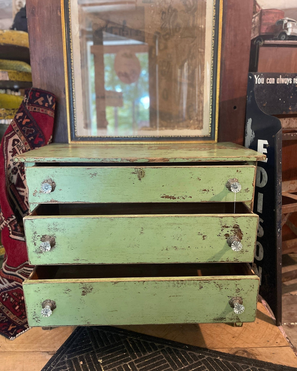 Green Farmhouse Dresser with Glass Knobs – Furniture by The Olde 1840