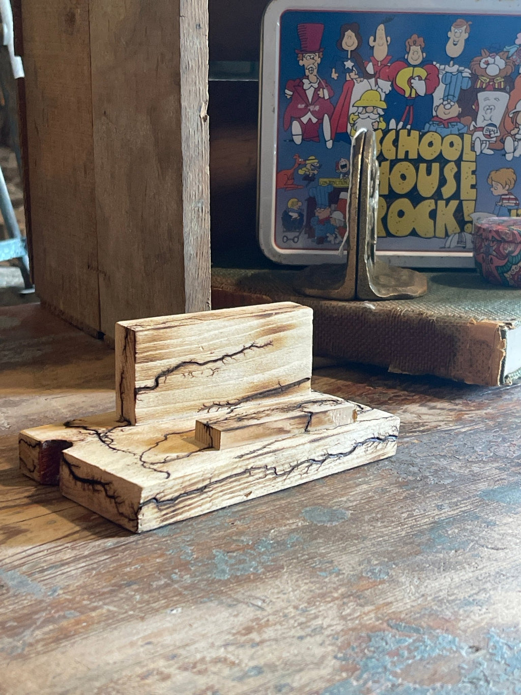 Handcrafted Fractal-Burned Wood Phone Stand – Tusomi Wood Desk Organizer – Home & Garden by The Olde 1840