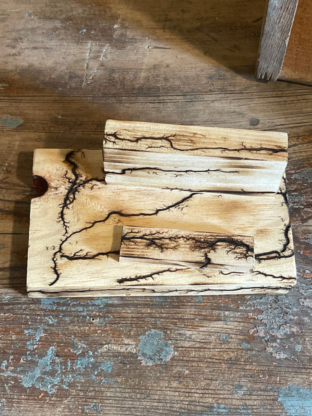 Handcrafted Fractal-Burned Wood Phone Stand – Tusomi Wood Desk Organizer – Home & Garden by The Olde 1840