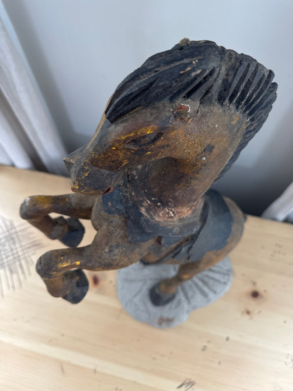 Horse Folk Art Wood Sculpture 21” – Decor by The Olde 1840