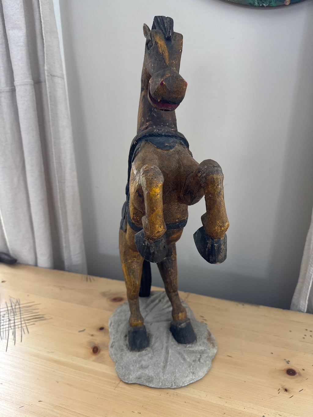 Horse Folk Art Wood Sculpture 21” – Decor by The Olde 1840
