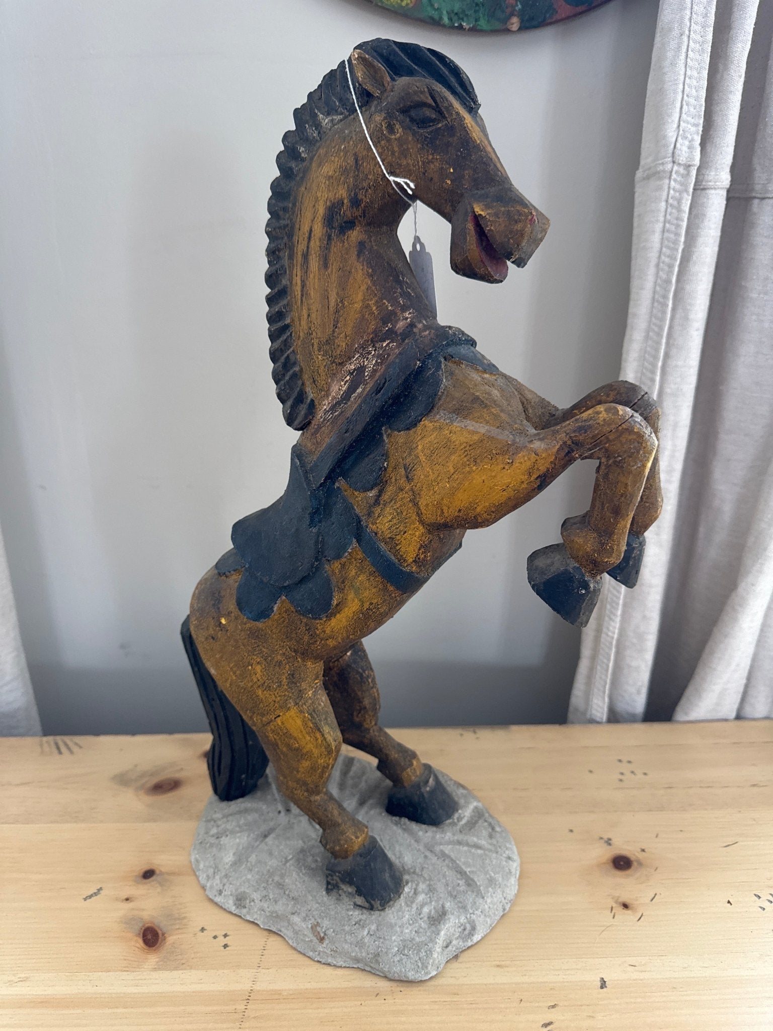 Horse Folk Art Wood Sculpture 21” – Decor by The Olde 1840