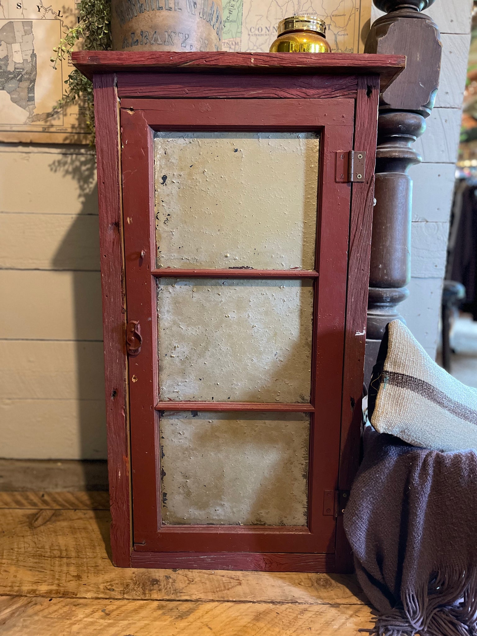 Red Farmhouse Storage Cabinet