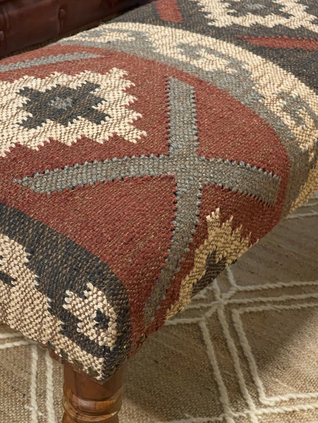 Kilim Upholstered Bench | Southwestern Accent Seating – Benches by The Olde 1840