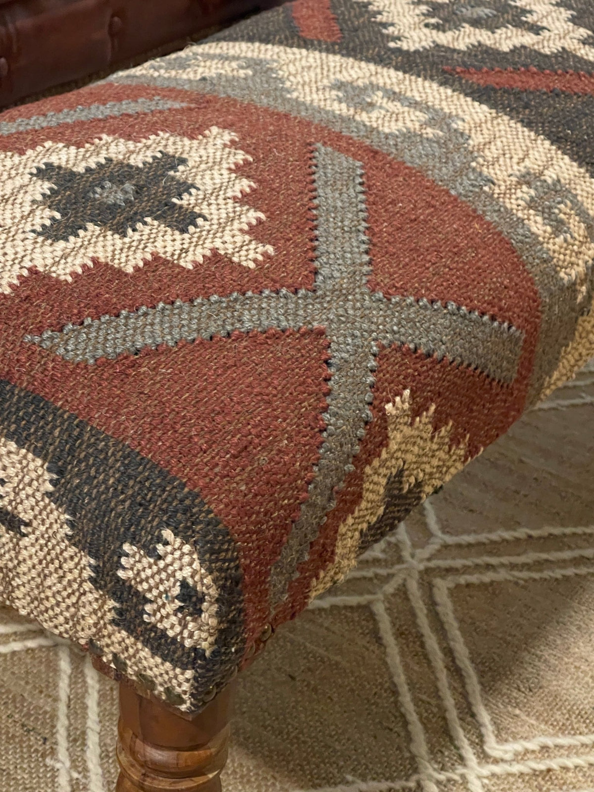 Kilim Upholstered Bench | Southwestern Accent Seating – Benches by The Olde 1840