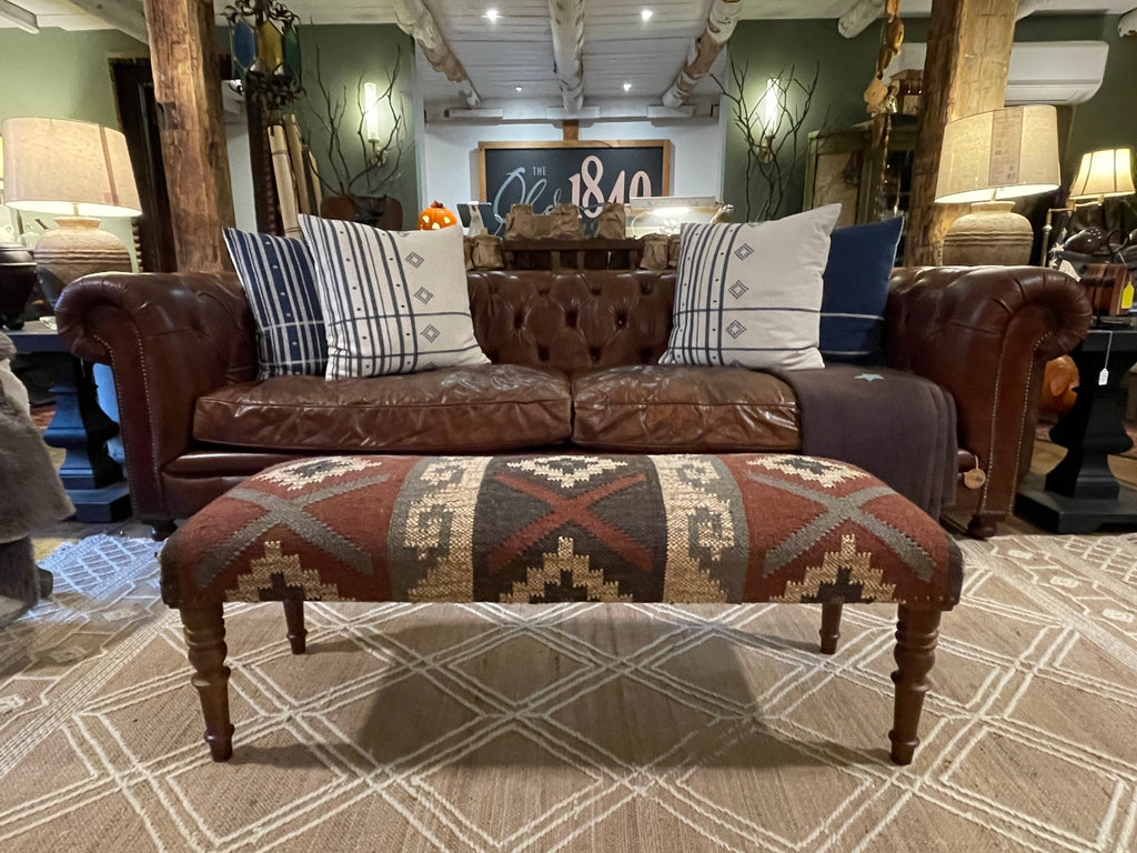 Kilim Upholstered Bench | Southwestern Accent Seating – Benches by The Olde 1840