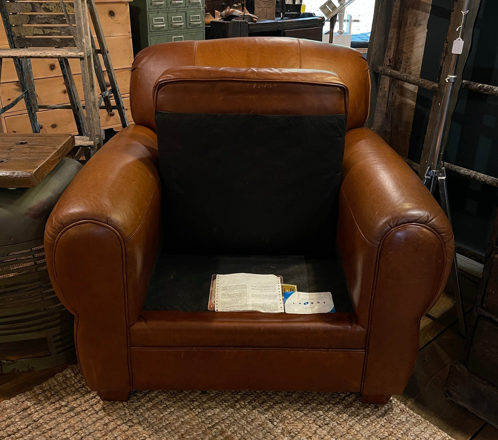 La-Z-Boy Leather Club Chair + Ottoman - Caramel Leather – Furniture by The Olde 1840