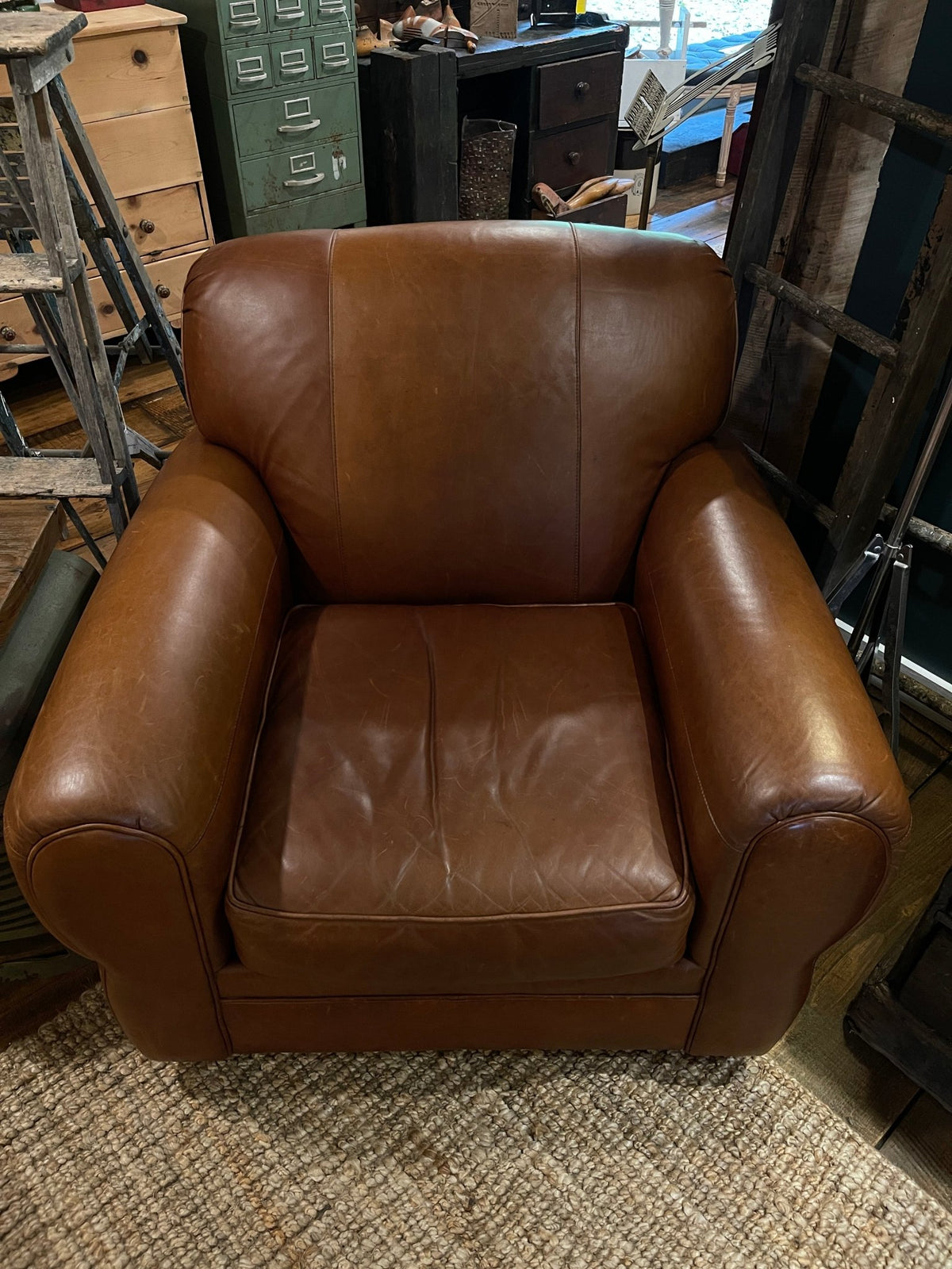 La-Z-Boy Leather Club Chair + Ottoman - Caramel Leather – Furniture by The Olde 1840