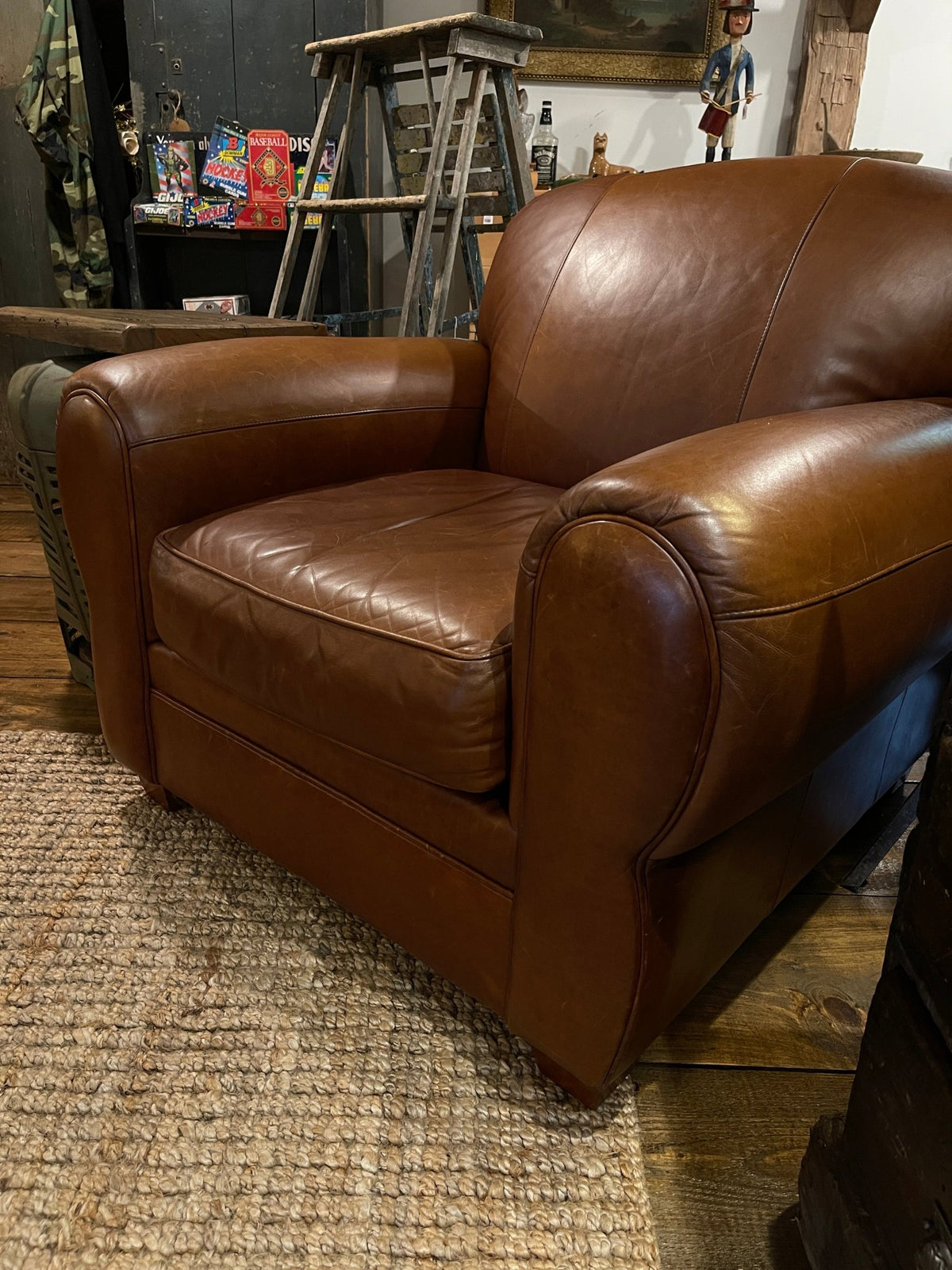 La-Z-Boy Leather Club Chair + Ottoman - Caramel Leather – Furniture by The Olde 1840