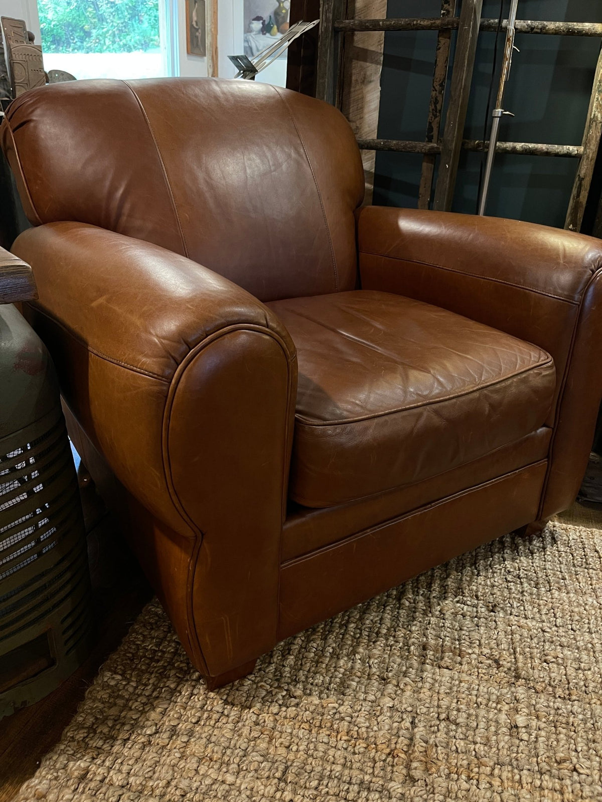 La-Z-Boy Leather Club Chair + Ottoman - Caramel Leather – Furniture by The Olde 1840