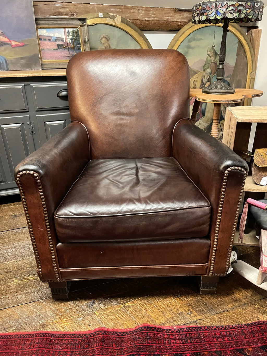 Mitchell Gold + Bob Williams Classic Leather Club Chairs – Nailhead Trim – Furniture by The Olde 1840