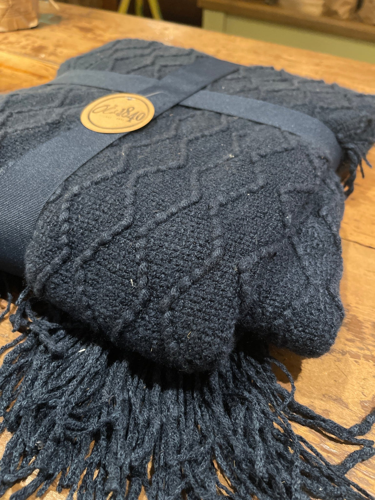 Moody Blue Cable Knitted Throw Blanket – Blankets by The Olde 1840