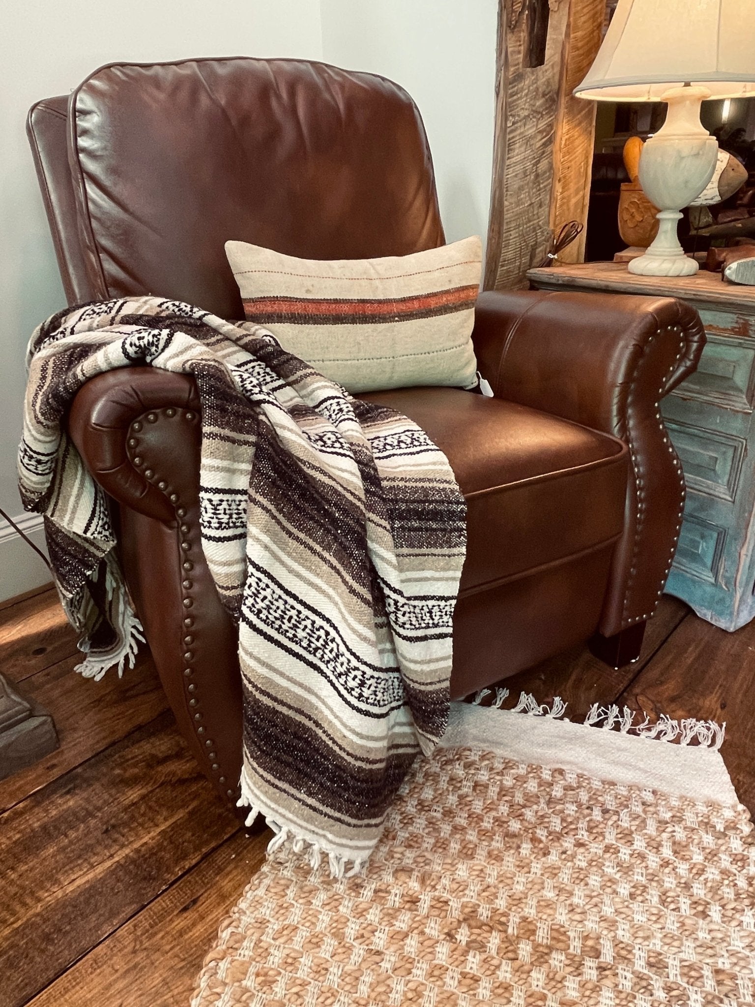 Neville Traditional Brown Faux Leather Recliner Chair with Nailhead Trim – Furniture by The Olde 1840