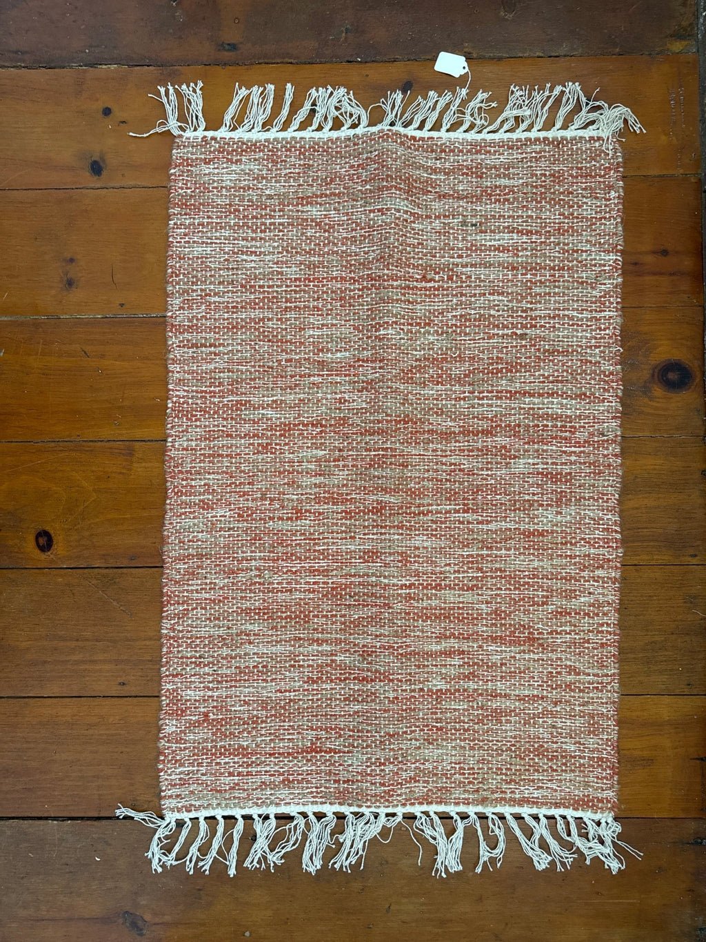Orange & Beige Woven Fringe Rug - 24” x 36” – Accent Rug by The Olde 1840