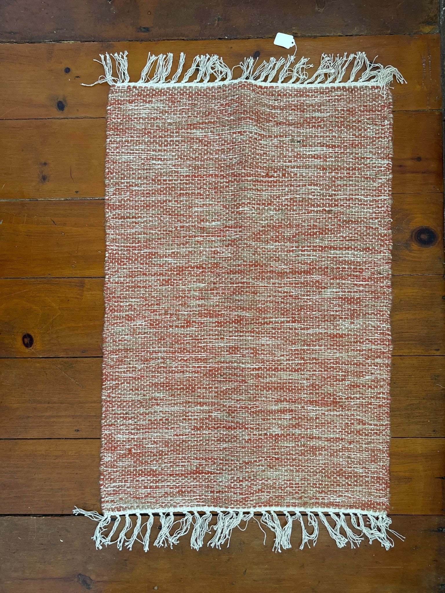 Orange & Beige Woven Fringe Rug - 24” x 36” – Accent Rug by The Olde 1840