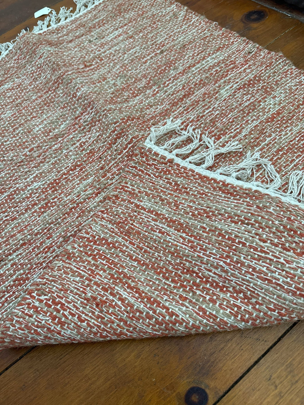 Orange & Beige Woven Fringe Rug - 24” x 36” – Accent Rug by The Olde 1840