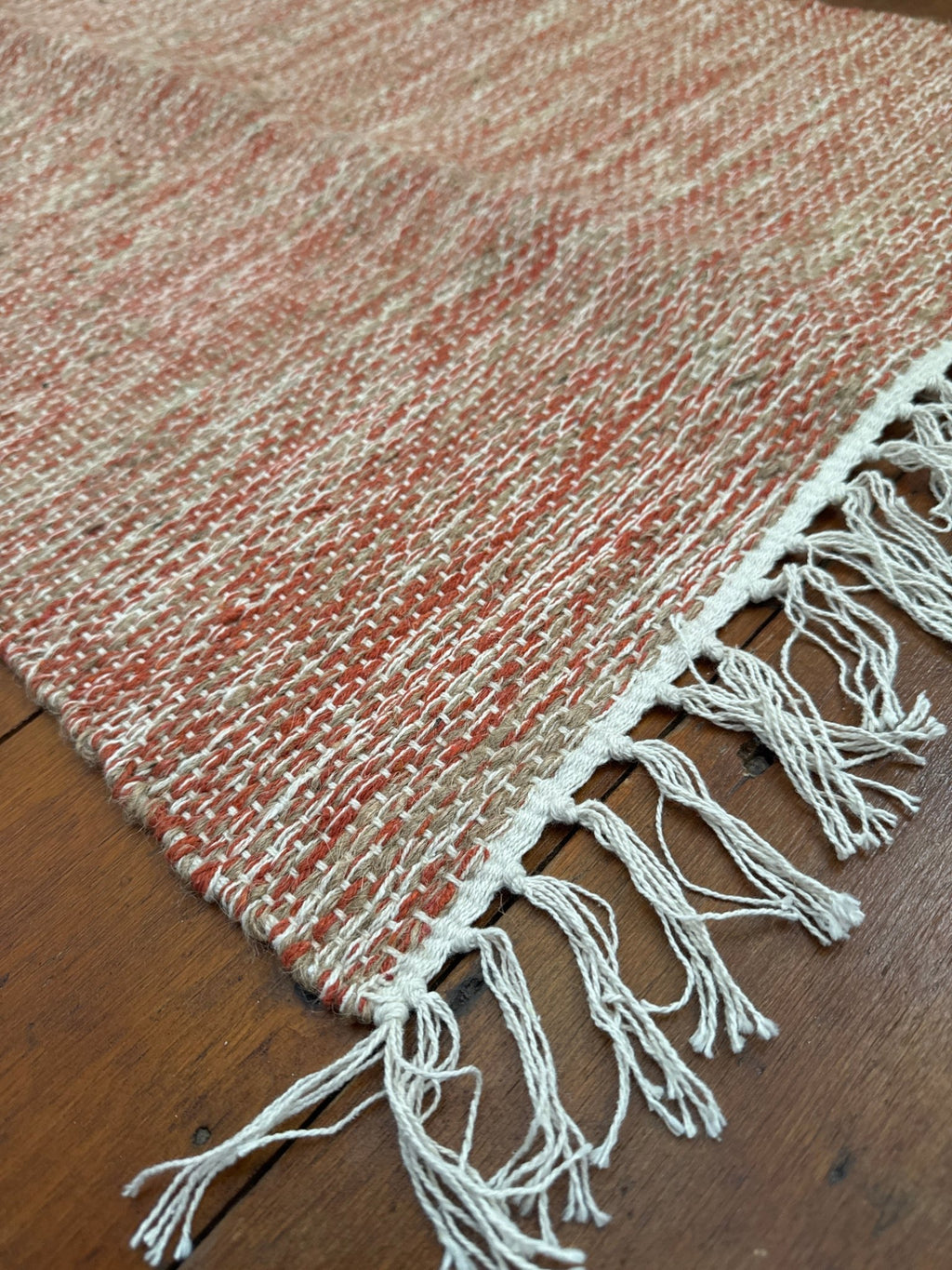 Orange & Beige Woven Fringe Rug - 24” x 36” – Accent Rug by The Olde 1840