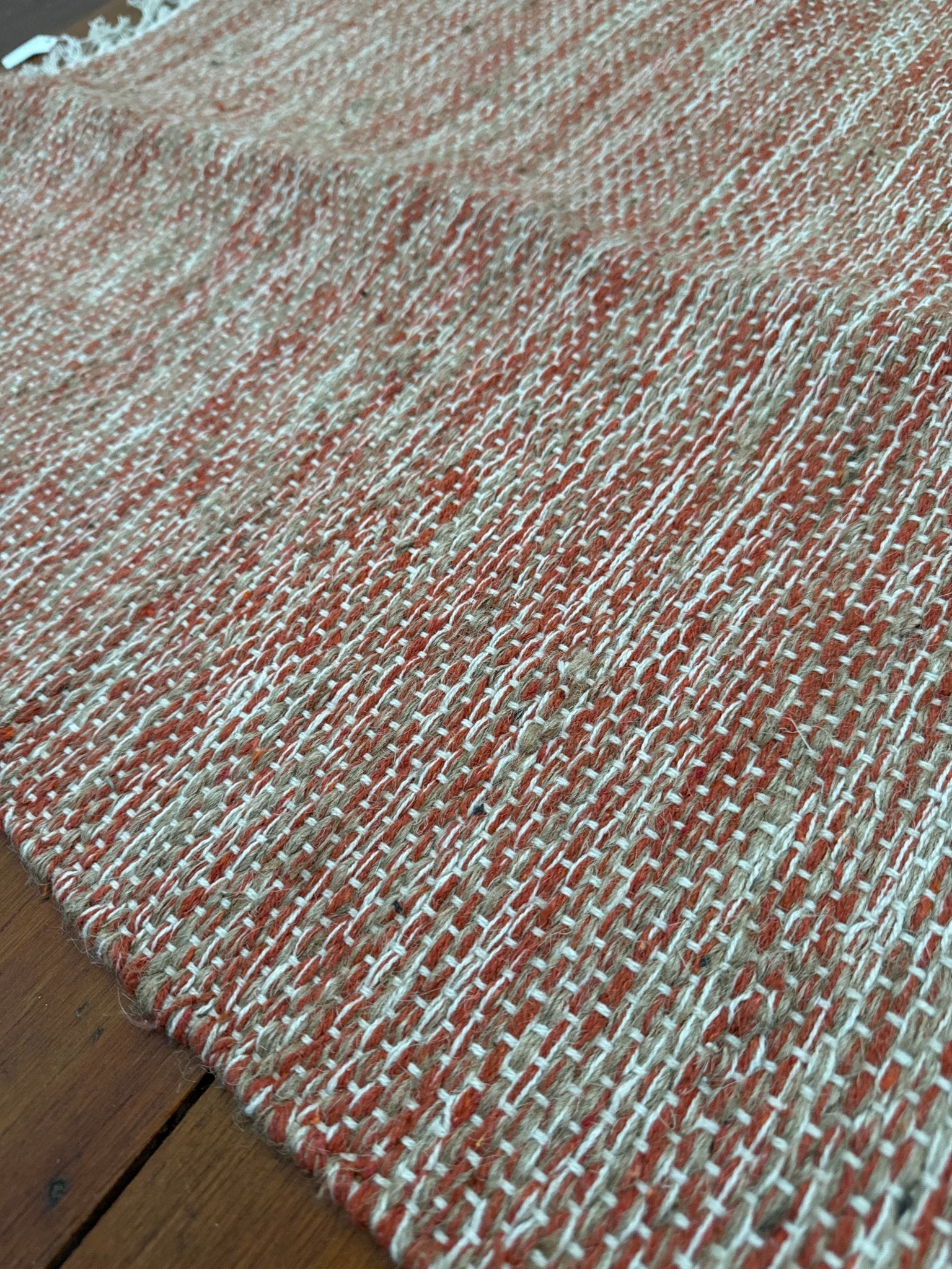 Orange & Beige Woven Fringe Rug - 24” x 36” – Accent Rug by The Olde 1840