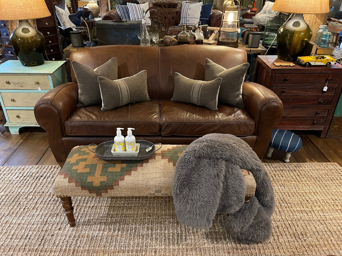 Pottery Barn Manhattan Leather Sofa – Rich Tobacco Brown – Furniture by The Olde 1840