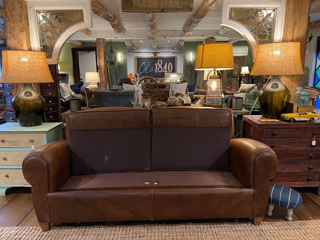 Pottery Barn Manhattan Leather Sofa – Rich Tobacco Brown – Furniture by The Olde 1840